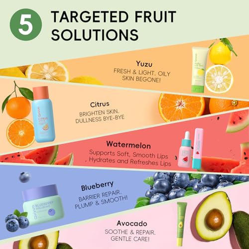 Fruit Skin Care Sets for Teen Girls, 6 Daily Routine Skincare - Product Imagery