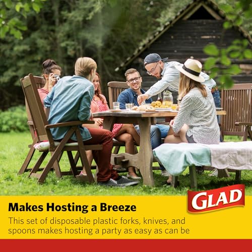 Glad Clear Disposable Cutlery Set, Forks Knives and Spoons, 240 - Product Imagery