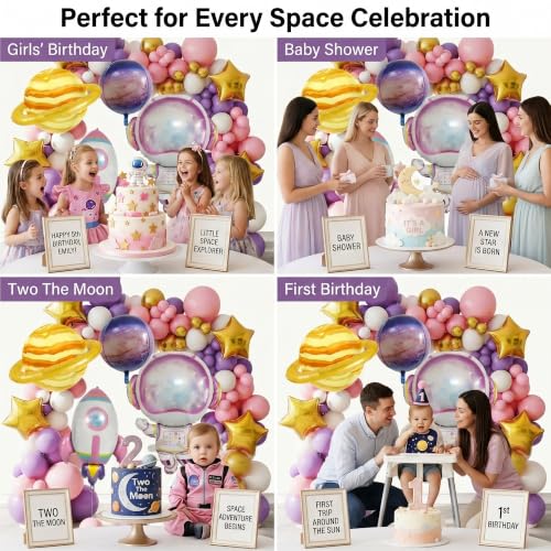 108PCS Pink Space Balloon Arch Kit for Girls – Dreamy Astronaut - Product Imagery