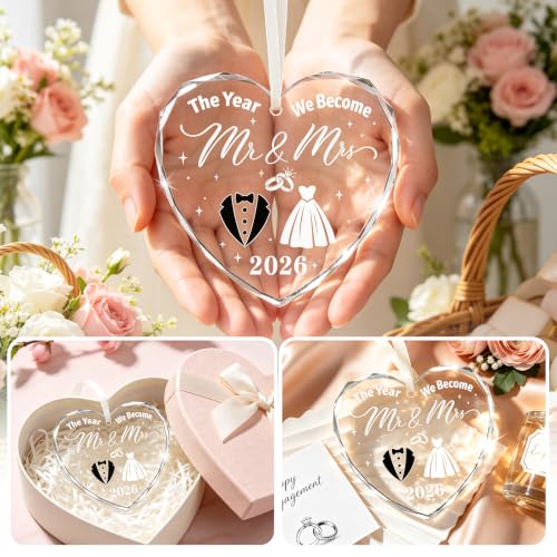 DPKOW Wedding Gifts for Couples 2026, Mr and Mrs Gifts Crystal - Product Imagery
