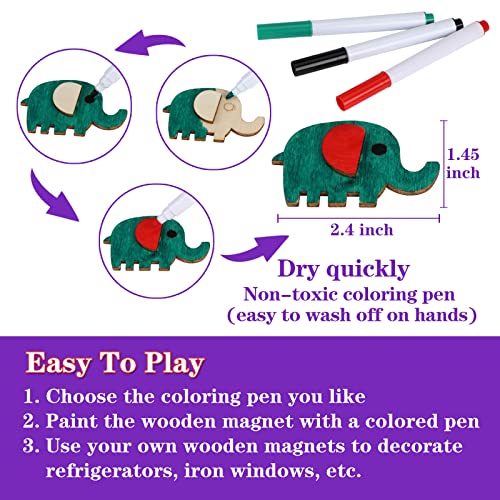 DIY Wooden Magnet 36 Art Craft Supplies Painting Kit for Kids - Product Imagery