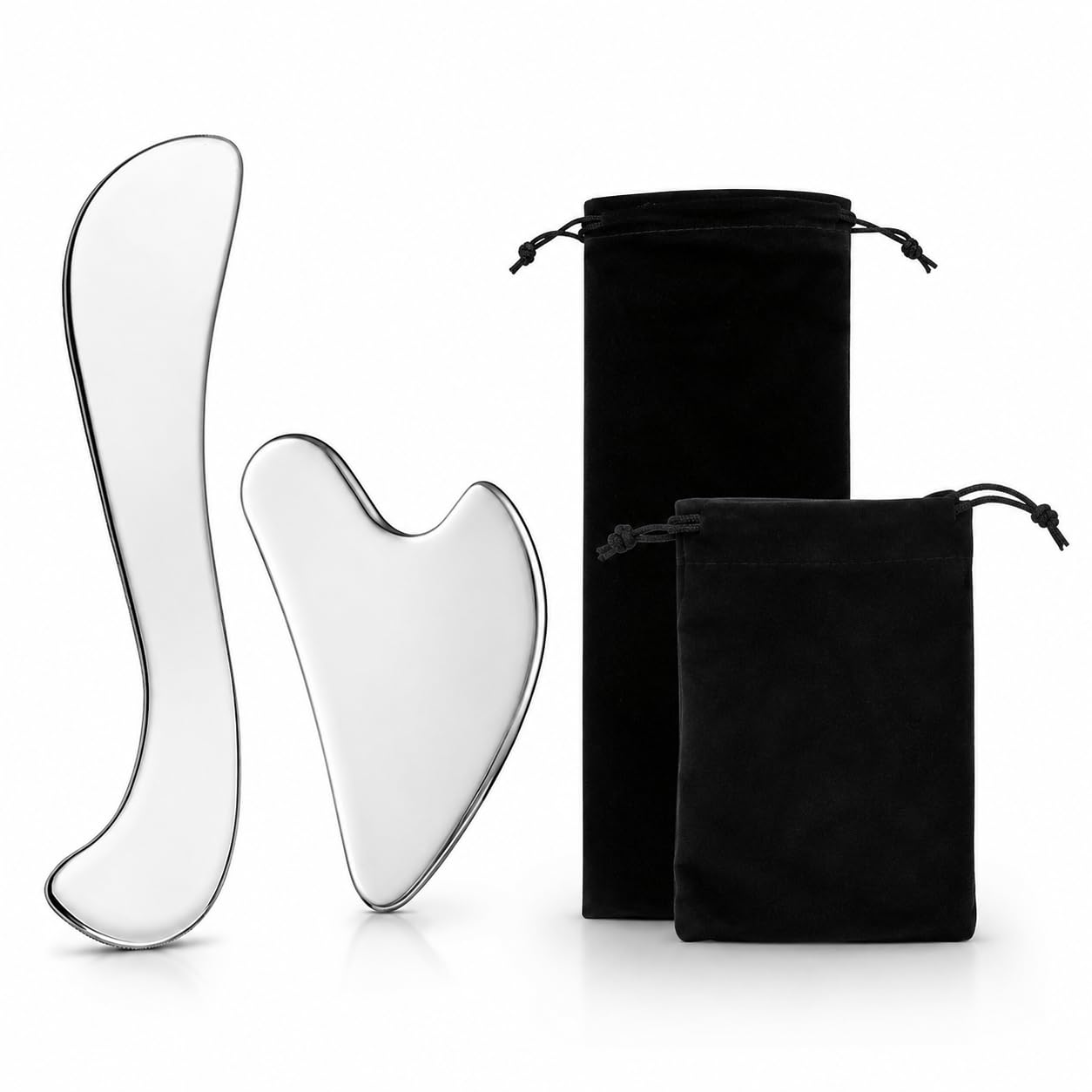 Stainless Steel Gua Sha Massage Tool Set for Face, Neck & Body - Product Imagery
