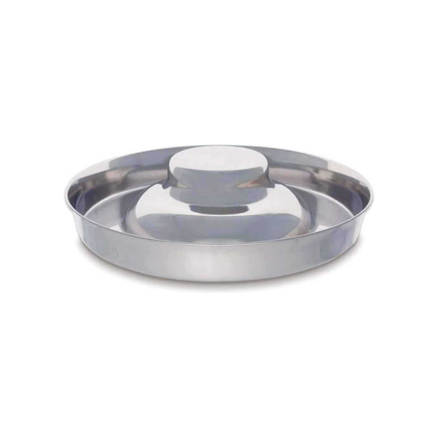 ProSelect 14.5-inch stainless steel puppy dish with wide rim and durable design for feeding small dogs.