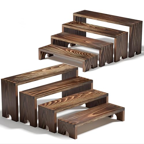 2 Set Wooden Tiered Risers Display Stands for Vendor - Product Imagery