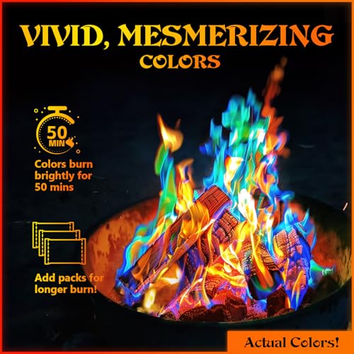 MEKER Fire Color Changing Packets - Fire Pit, Campfires, Outdoor - Product Imagery