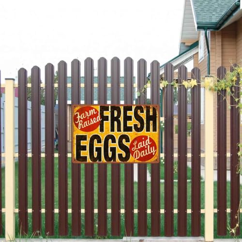 Vintage Farm Fresh Eggs Sign, 8 x 12 Inch Aluminum Metal Sign, - Product Imagery