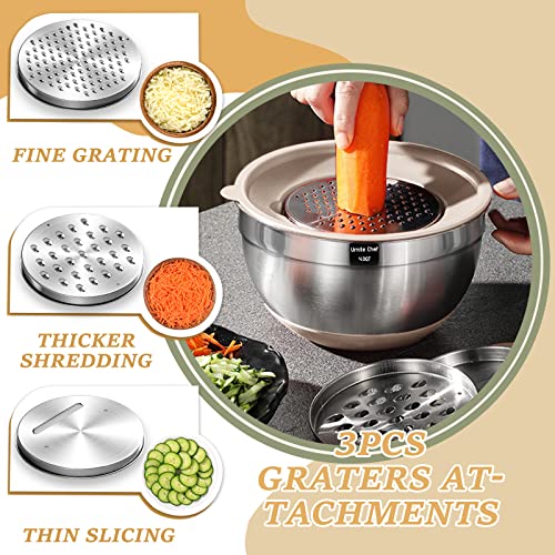 Mixing Bowls with Airtight Lids Set, 26PCS Stainless Steel Khaki - Product Imagery
