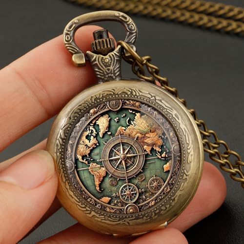 Vintage Mini Pocket Watch for Women Men Graphic Glass Dome - Product Imagery