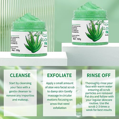 Aloe Vera Facial Scrub & Cleanser - Exfoliating Face Wash for - Product Imagery