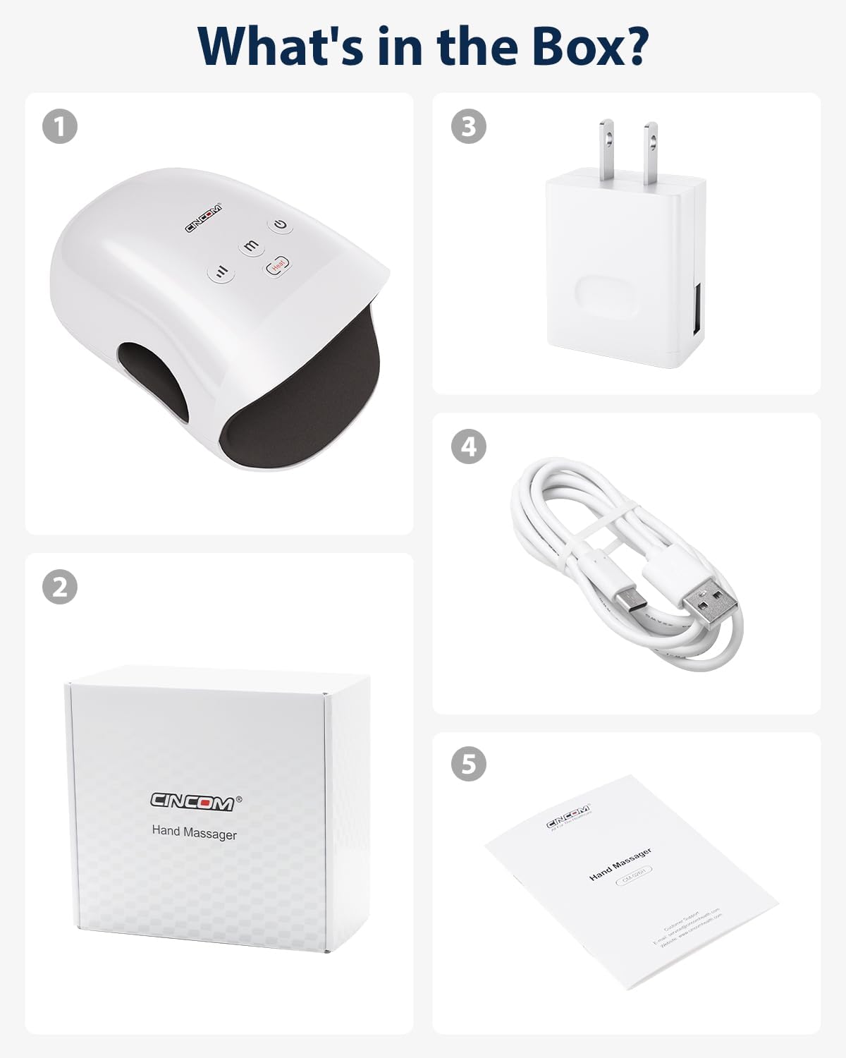 CINCOM Hand Massager - Cordless Hand Massager with Heat and Compres