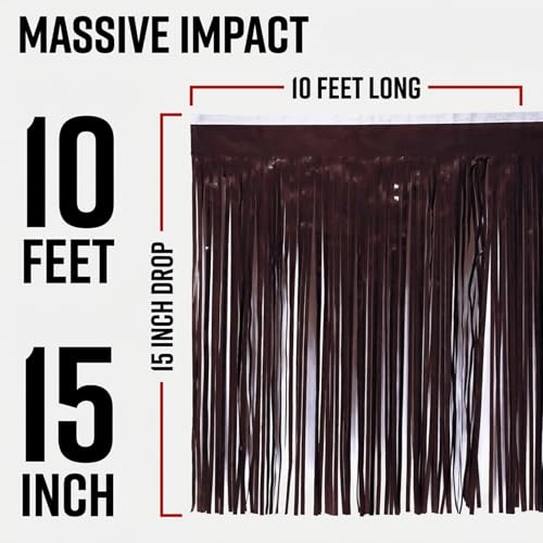 Anderson's Vinyl Brown Fringe, 15" x 10' Shiny Decorative Trim - Product Imagery