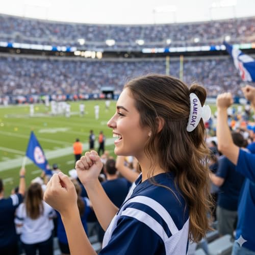 Game Day Hair Clips for Women Trendy White Blue Hair Claw Clips - Product Imagery