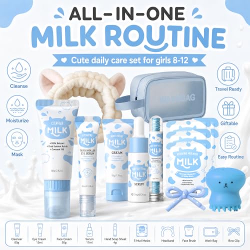 13PCS Milk Skincare Set for Kids - Kids Face Care Kit, Cute - Product Imagery