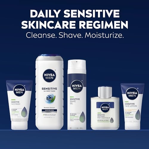 NIVEA MEN Sensitive Skin Care Set for Men, Variety Pack, 5 Items - Product Imagery