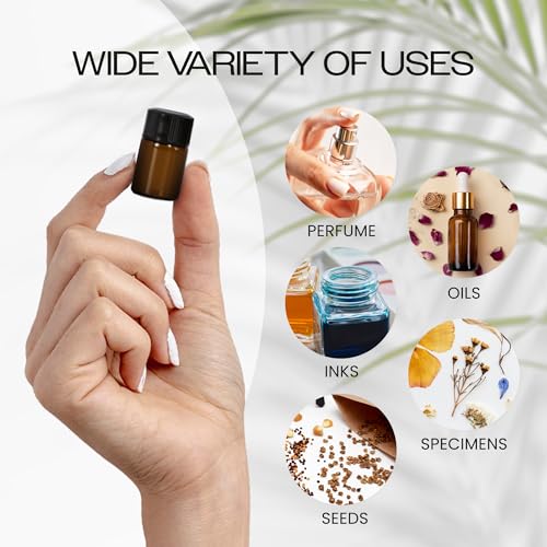 Beauticom 2ML Amber Glass Vial 60 Pieces with Orifice Reducer - Product Imagery