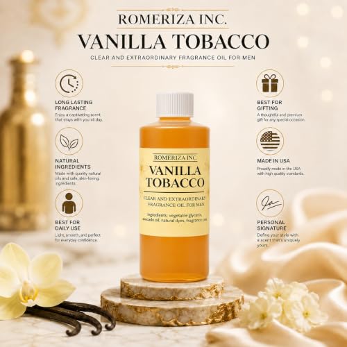 4 Fl Oz Vanilla Tobacco Fragrance Oil for Men - Product Imagery