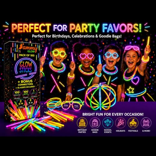 Glow Sticks (205 Pcs Kit) Bulk Party Pack-100 Pack Glow Sticks - Product Imagery