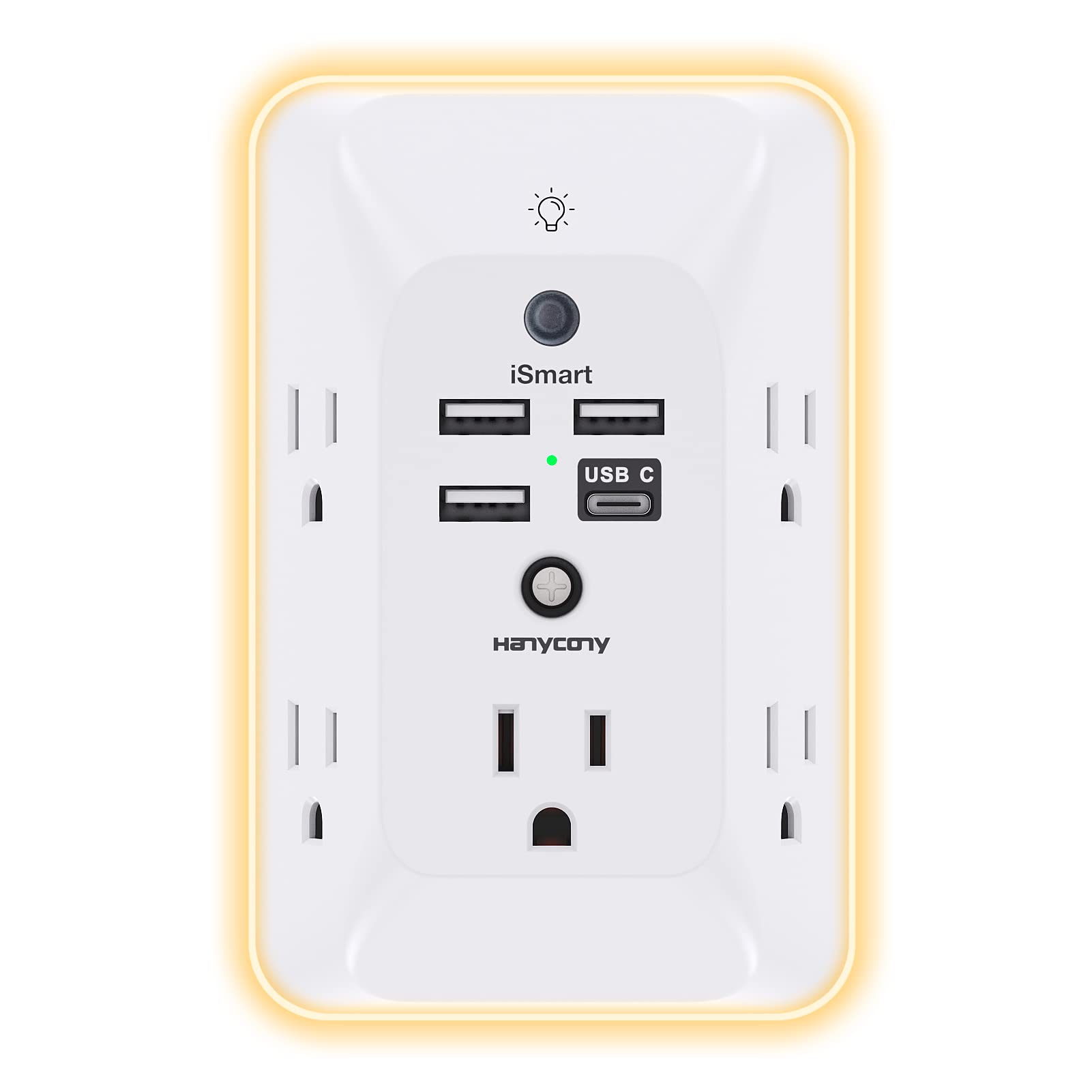 HANYCONY Outlet Extender with Night Light, Multi Plug Wall Outlet, Surge Protect - HANYCONY Official Product View 1