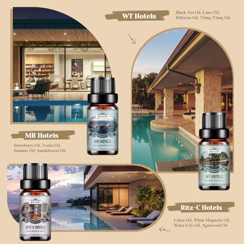 Hotel Diffuser Oils Gift Set - 6x10ML Luxury Fragrance Oil - Product Imagery
