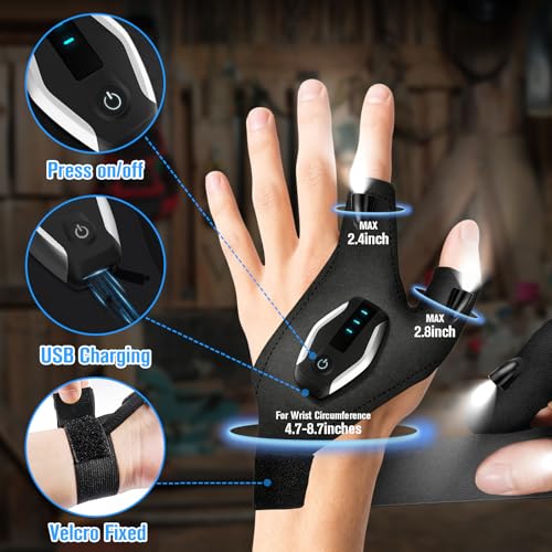 Gifts for Men LED Flashlight Gloves, Anniversary Birthday Gifts - Product Imagery