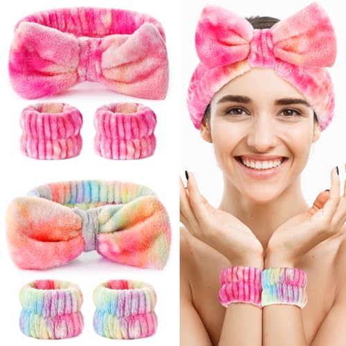 Wteehn 6pcs Headband and Wristband for Face Washing, Makeup Spa - Product Imagery