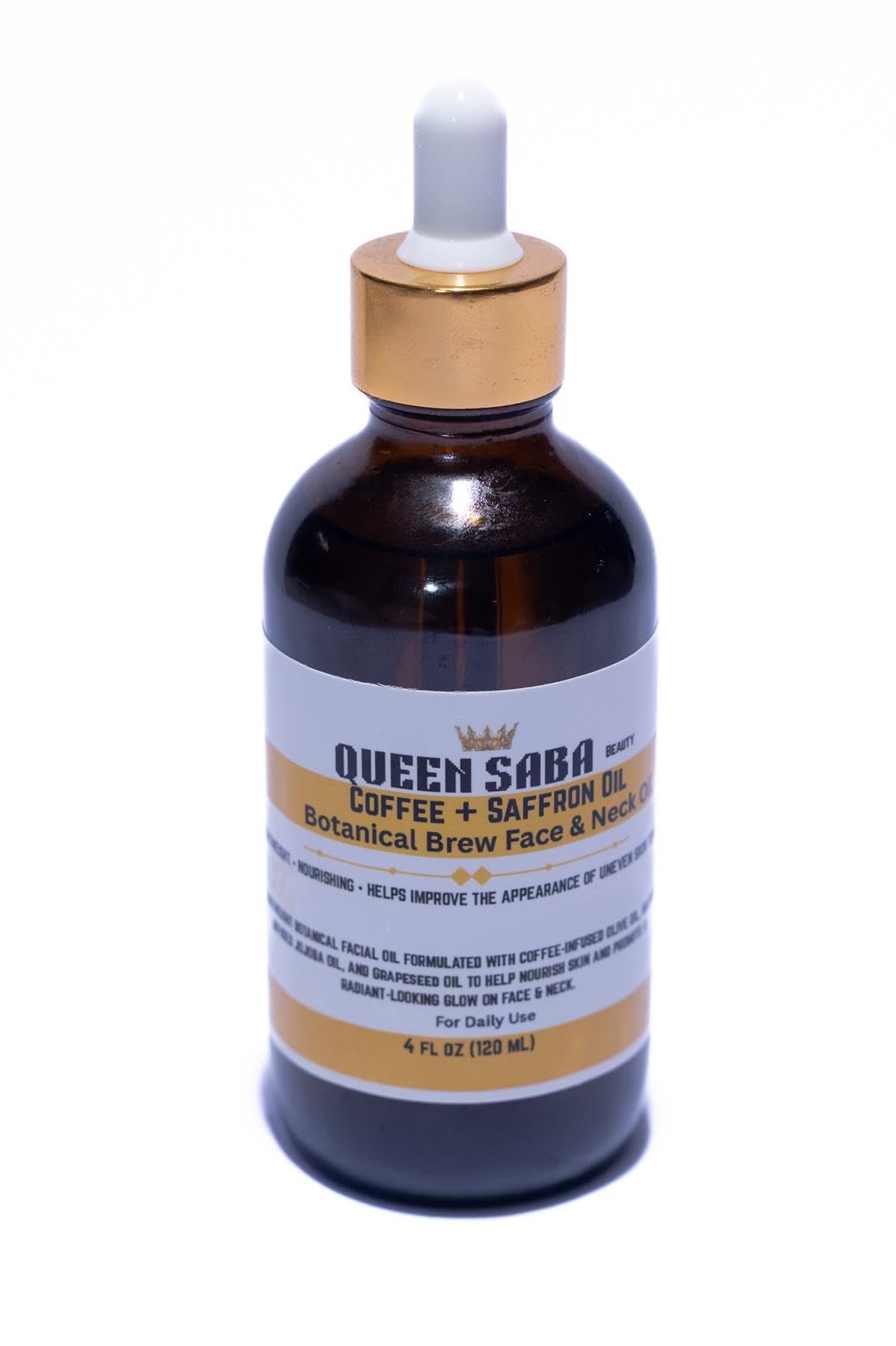 Coffee Saffron Face Neck Oil Botanical Brew Even Tone - QUEEN SABA Beauty Official Imagery - 4