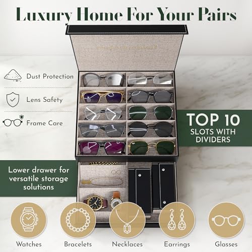 Up to 18 slots Multiples Glasses Case Organizer-Sunglasses Case - Product Imagery