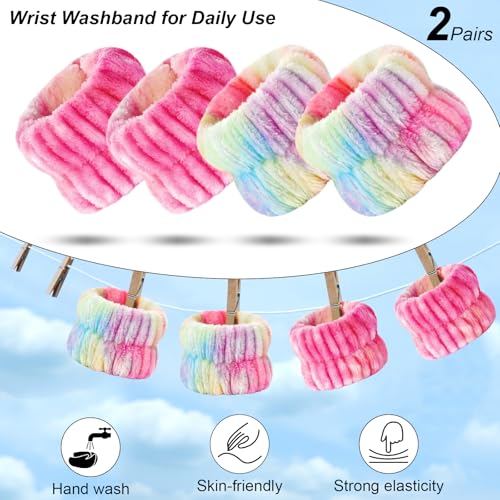 Wteehn 6pcs Headband and Wristband for Face Washing, Makeup Spa - Product Imagery