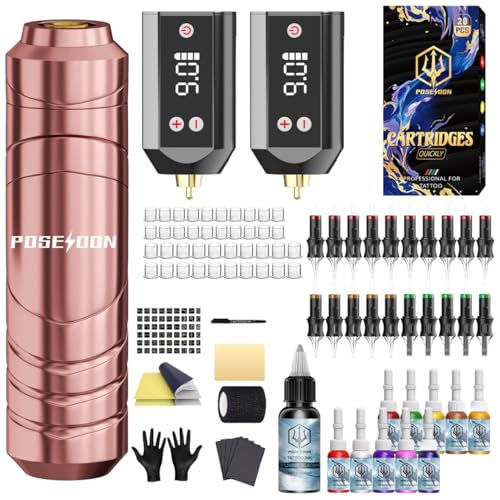 POSEIDON Wireless Tattoo Pen Kit for Beginners with Dual - Gaea Official Imagery - 1