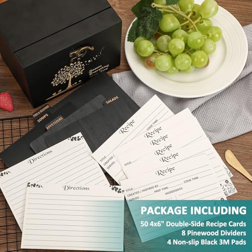 CypherX Recipe Box with Cards and Dividers - Wooden Recipe Card - Product Imagery