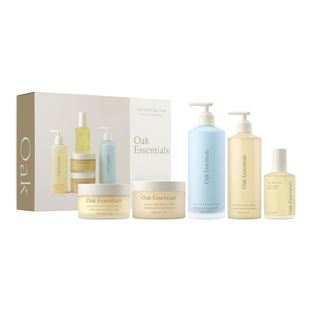 The Body Routine 5 Piece Body Care Set Full Sizes - Oak Essentials Official Imagery - 2