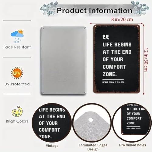 8x12 Inch Metal Tin Sign, Inspirational Quote Wall Art, - Product Imagery