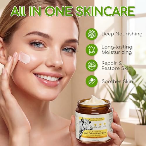 Beef Tallow for Skin & Face, Whipped Tallow and Honey Balm - Product Imagery