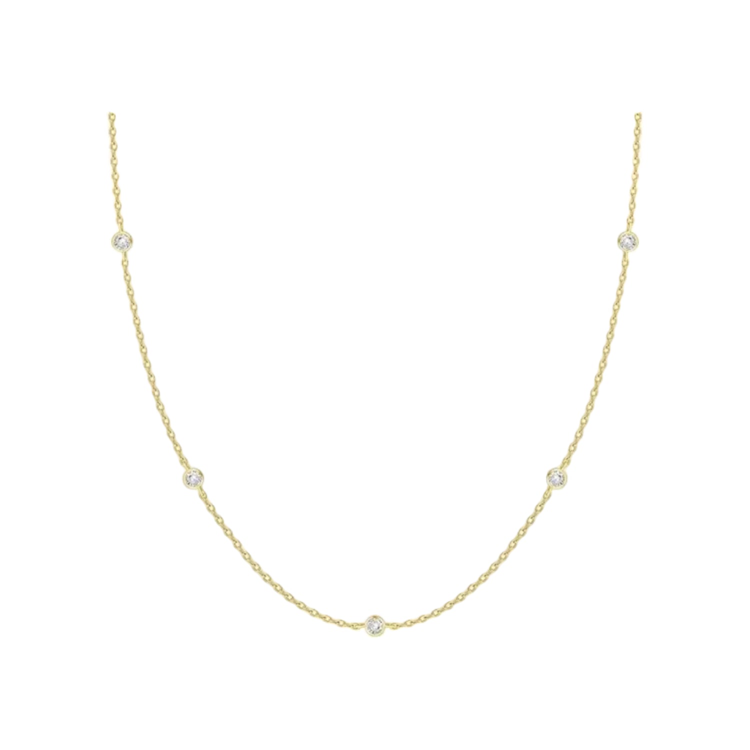 PAVOI 14K Gold Plated Station Necklace - Simulated Dia
