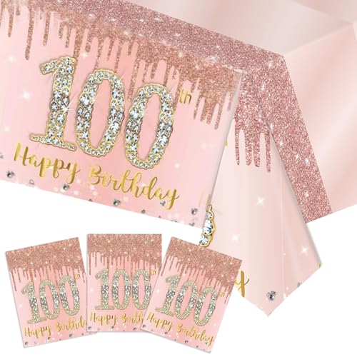 3 Pack 100th Birthday Decorations Rose Gold 100 Years Old - Product Imagery