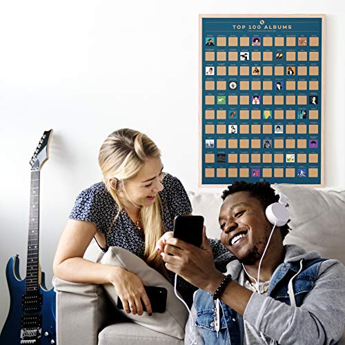 100 Albums Scratch Off Poster - Top Music of All Time Bucket - Product Imagery