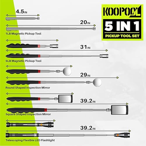 Telescoping Magnetic Pickup Tool Set, Inspection Mirror - Product Imagery