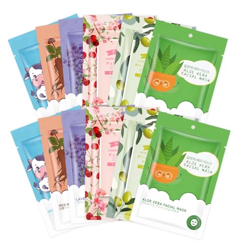 12 Pack Sheet Face Masks Skincare for Women,Hydrating Face Masks - Product Imagery