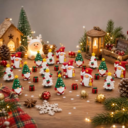 60 Pcs Mini Christmas Gnomes Figurines, Tiny Gnomes Figures for - Product Imagery