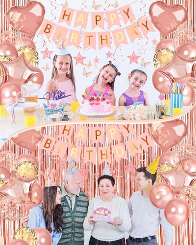 Happy Birthday Party Decorations with Banner Balloons for Women - Product Imagery