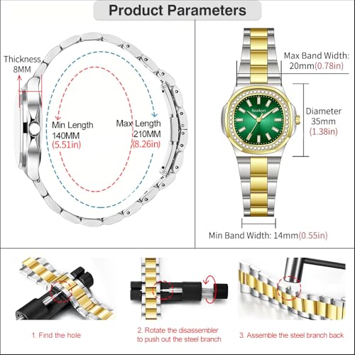 Szaikyri Elegant Watch for Women with Crystal Accented Solid - Product Imagery