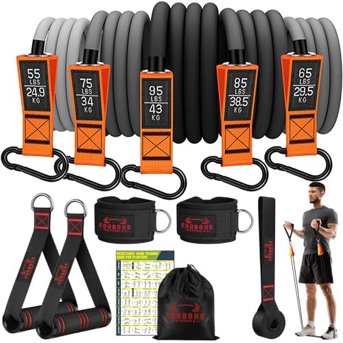 Resistance Bands with Handles 175lb Exercise Bands for - COOBONS FITNESS Official Imagery - 1