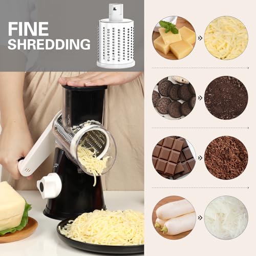Cambom Rotary Cheese Grater Hand Crank Cheese Shredder, Black - Product Imagery