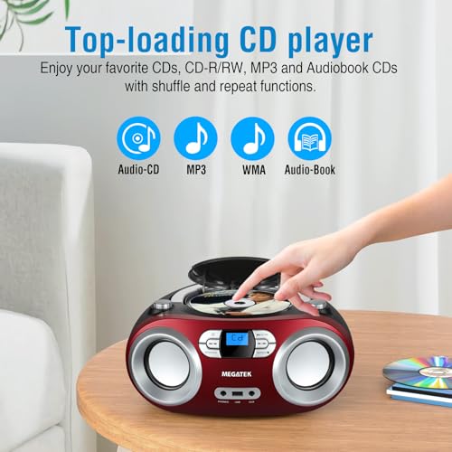MEGATEK Portable CD Player Boombox with Bluetooth & FM Radio – - Product Imagery