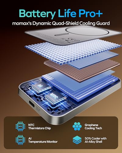 MOMAX Magnetic Wireless Power Bank 10000mAh, Ultra-Slim 0.5" - Product Imagery