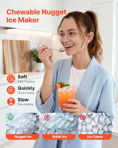 VEVOR Countertop Ice Maker, 44 lbs per Day, Self-Cleaning - Product Imagery
