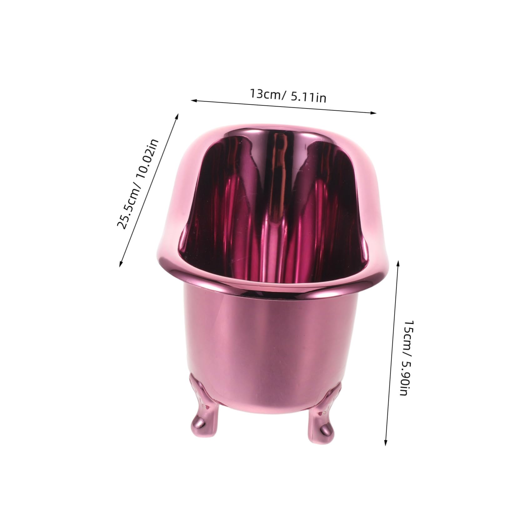 ULTECHNOVO Mini Bathtub Cosmetic Storage Organizer Box, Metal Purple 25x13x15cm, Desktop Makeup Display Stand for Skincare and Nail Polish, Bathroom Counter Sundry Storage Holder