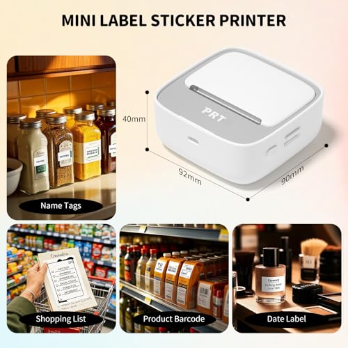 PRT Mini Sticker Printer, Portable Thermal Printer with 1Roll - Product Imagery