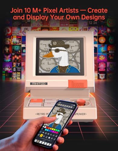 Divoom MiniToo Retro PC-Style Computer Speaker, Pixel Screen - Product Imagery