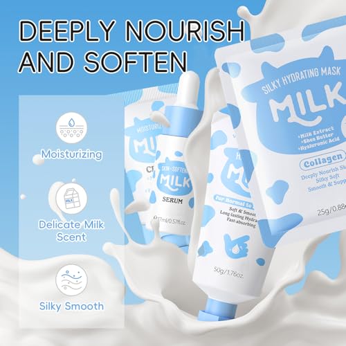 Milk Skin Care Set for Kids & Teens, 12 IN 1 Moisturizing & - Product Imagery